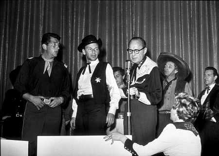 Dean Martin, Frank Sinatra, Jack Benny, Robert Mitchum, c. 1963.