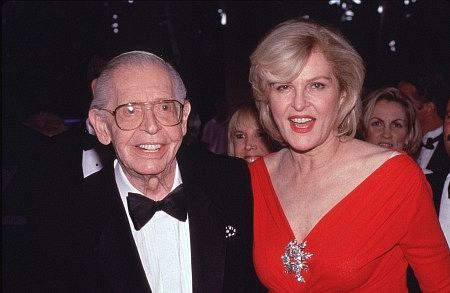 Milton Berle with wife Lorna Adams at his 90th Birthday party, 1998.