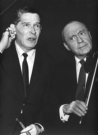 Milton Berle with Jack Benny, c. 1975.