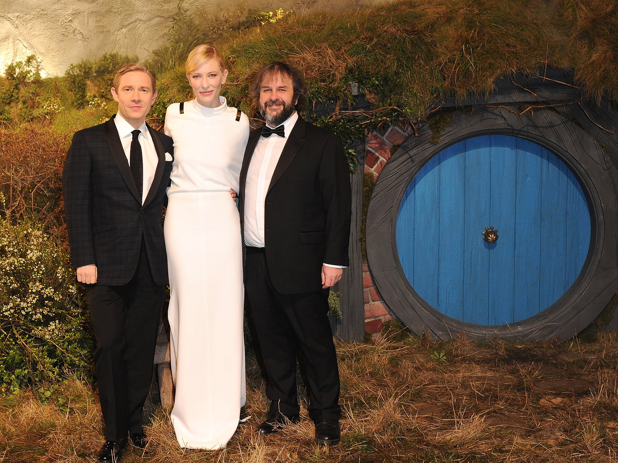 Cate Blanchett, Peter Jackson and Martin Freeman at event of Hobitas: nelaukta kelione (2012)