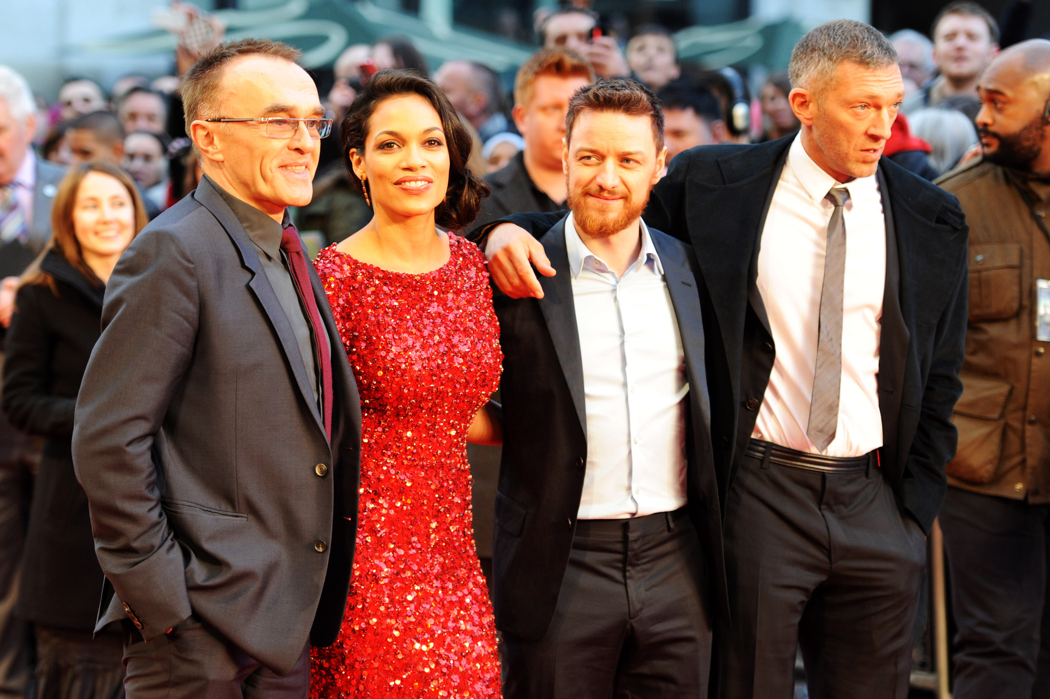 Danny Boyle, Vincent Cassel, Rosario Dawson and James McAvoy at event of Transo busena (2013)