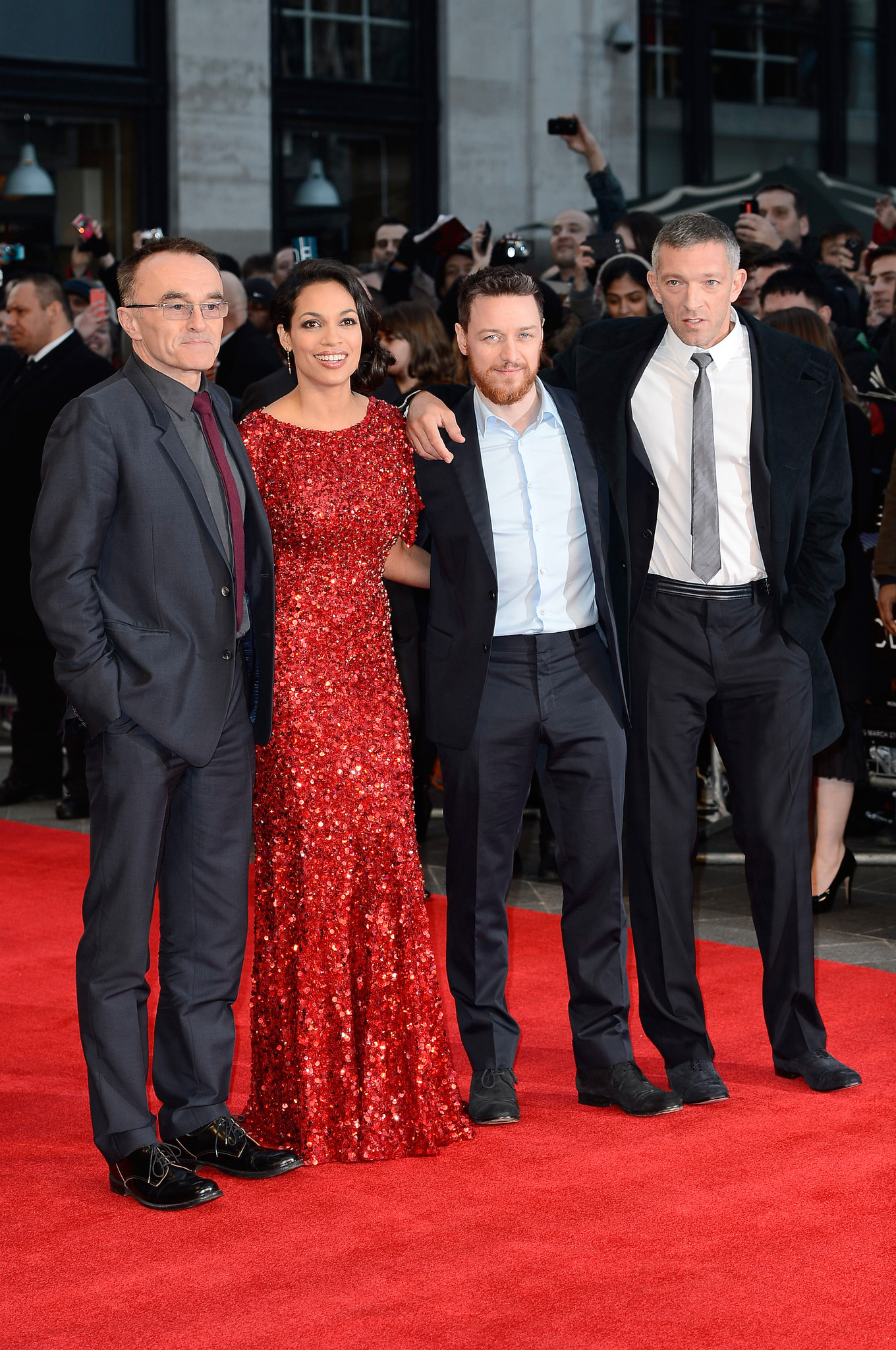 Danny Boyle, Vincent Cassel, Rosario Dawson and James McAvoy at event of Transo busena (2013)