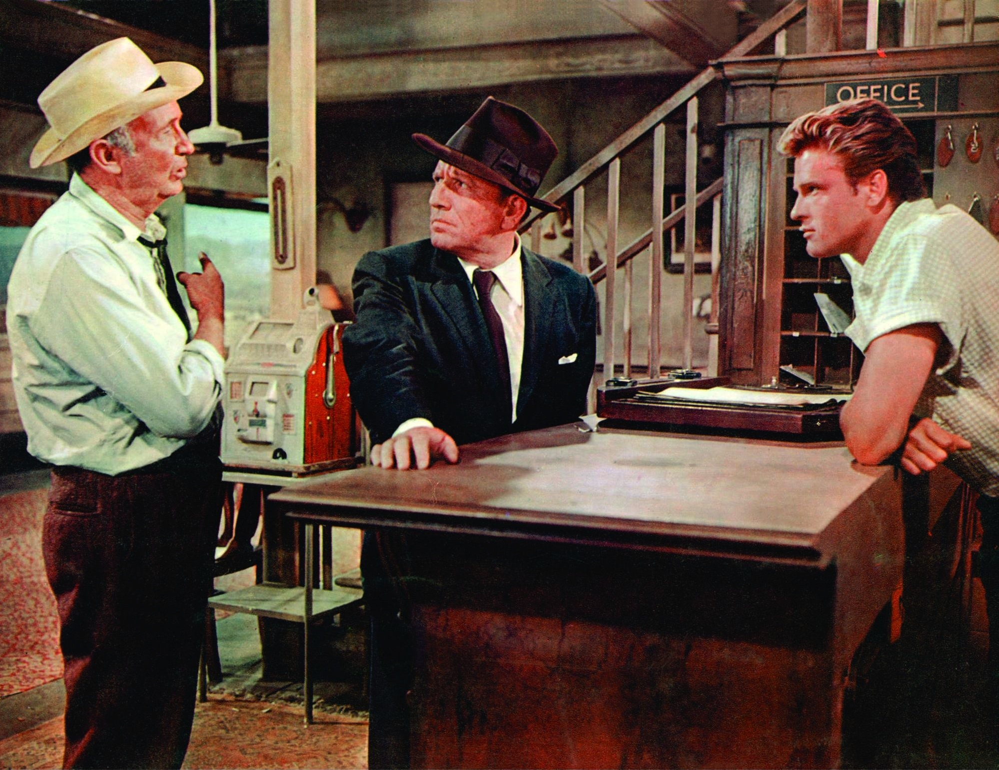 Still of Spencer Tracy, Walter Brennan and John Ericson in Bad Day at Black Rock (1955)