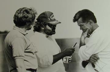 Jerry Bruckheimer, Don Simpson and Tom Skerritt at work on the set of 