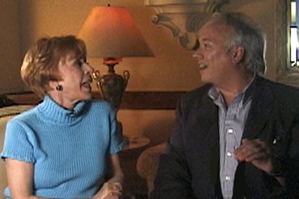 Director Rick McKay with actress Carol Burnett on the set of 