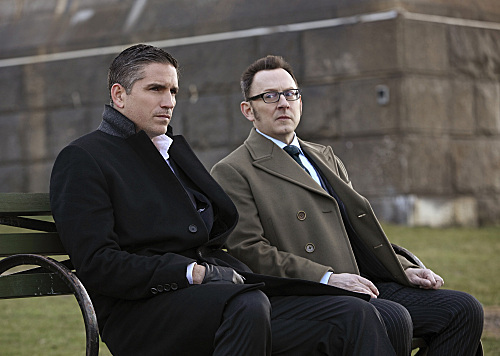 Still of Jim Caviezel and Michael Emerson in Person of Interest: Many Happy Returns (2012)