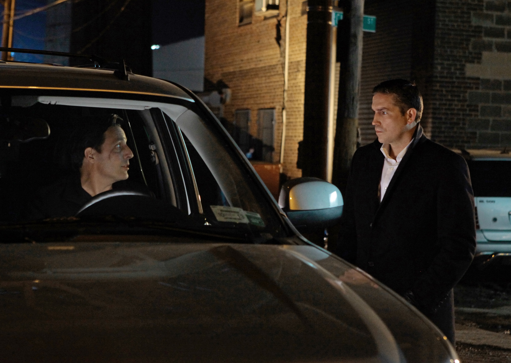 Still of Jim Caviezel and David Valcin in Person of Interest (2011)