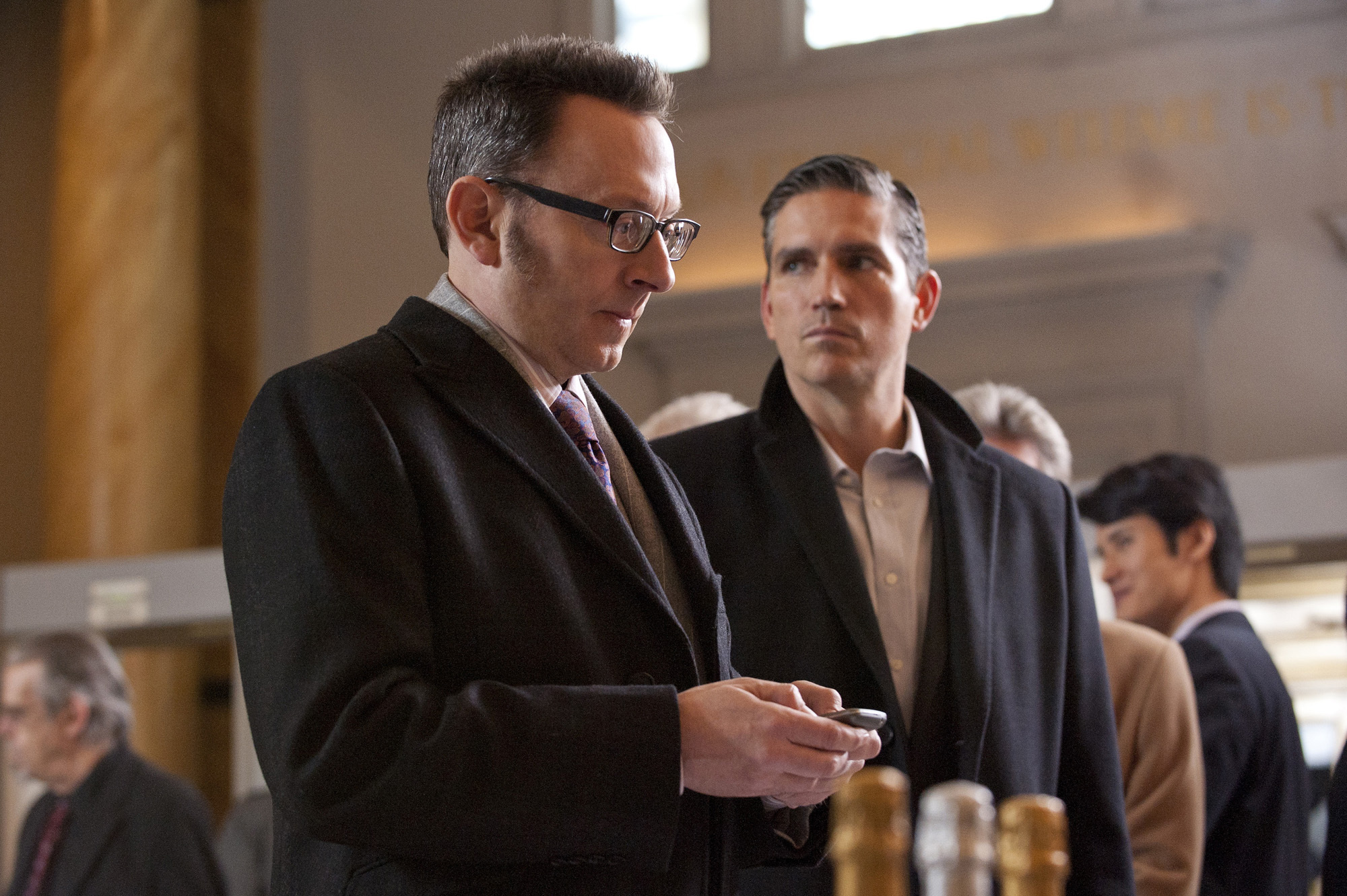 Still of Jim Caviezel and Michael Emerson in Person of Interest (2011)