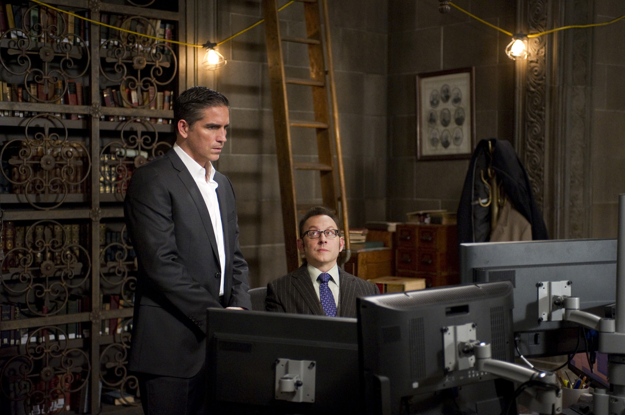 Still of Jim Caviezel and Michael Emerson in Person of Interest (2011)