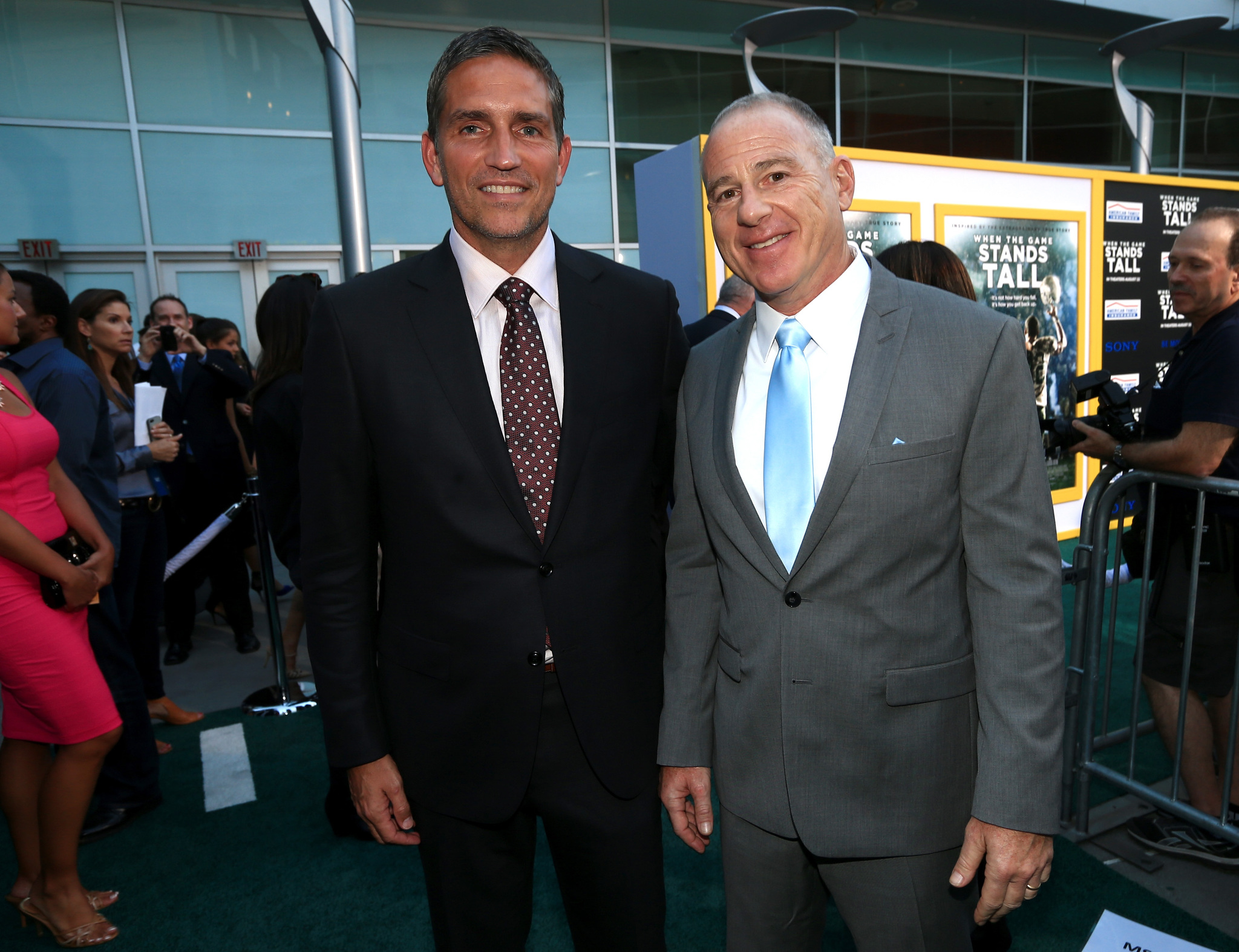 Jim Caviezel and David Zelon at event of When the Game Stands Tall (2014)