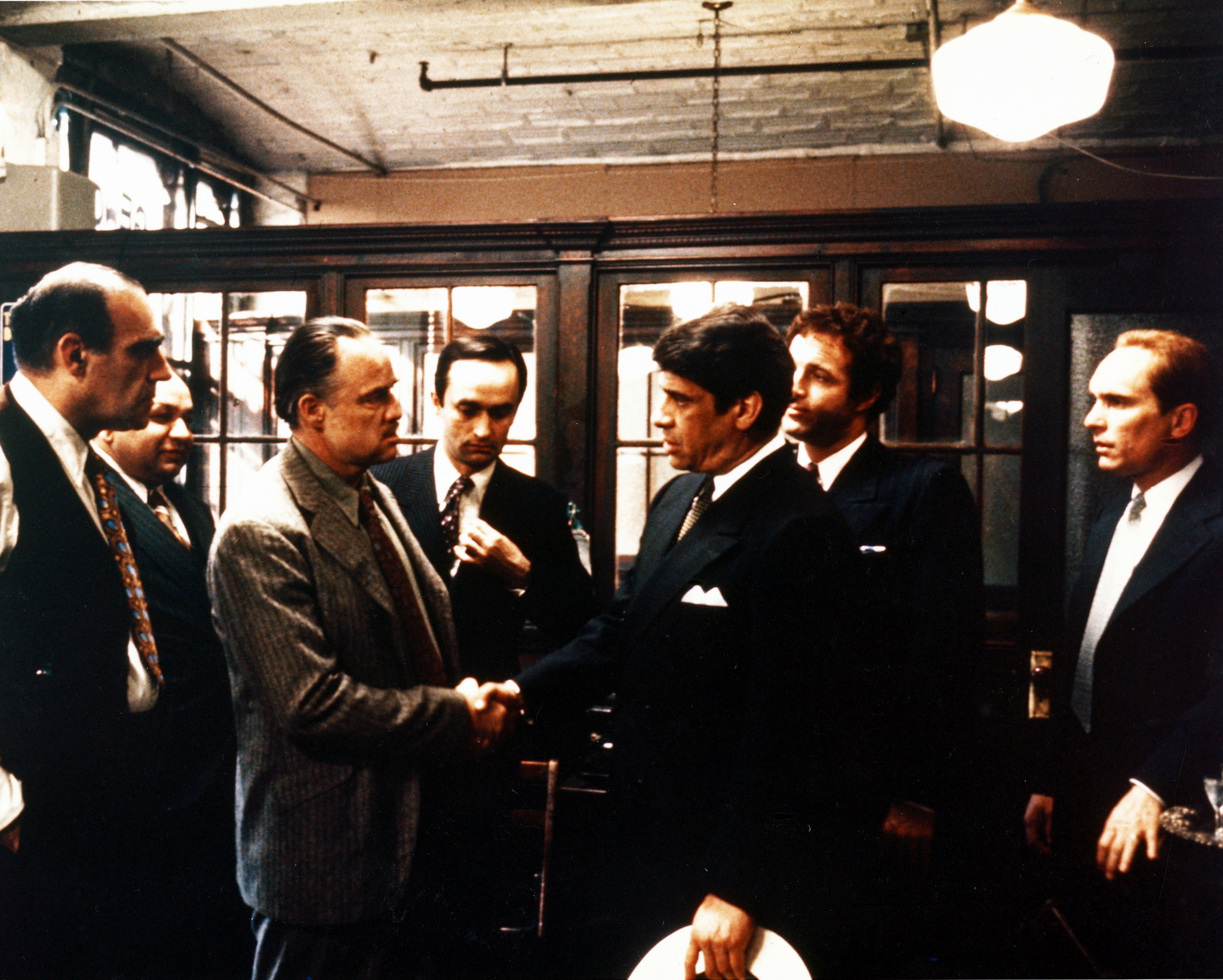 Marlon Brando, Francis Ford Coppola, Robert Duvall, John Cazale, Abe Vigoda, Richard S. Castellano, Al Lettieri and Vito Corleone
