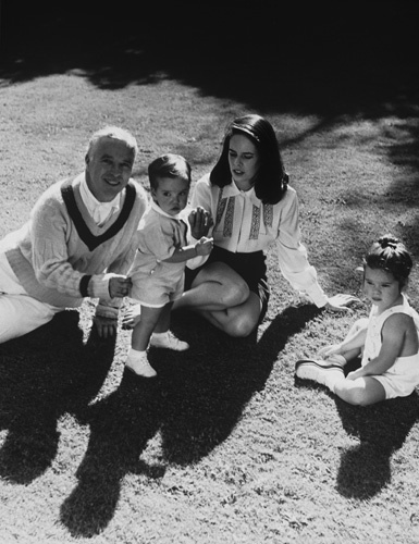 Charles Chaplin with wife Oona and children Michael and Geraldine