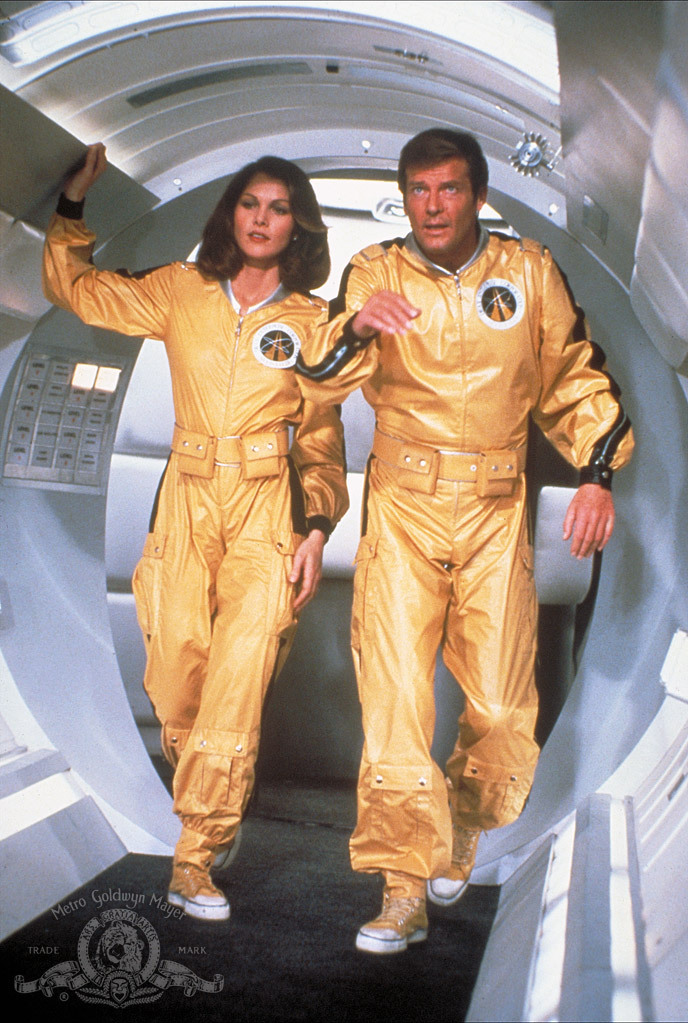 Still of Roger Moore and Lois Chiles in Moonraker (1979)
