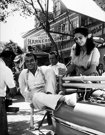 Elizabeth Taylor and Montgomery Clift on the set of 