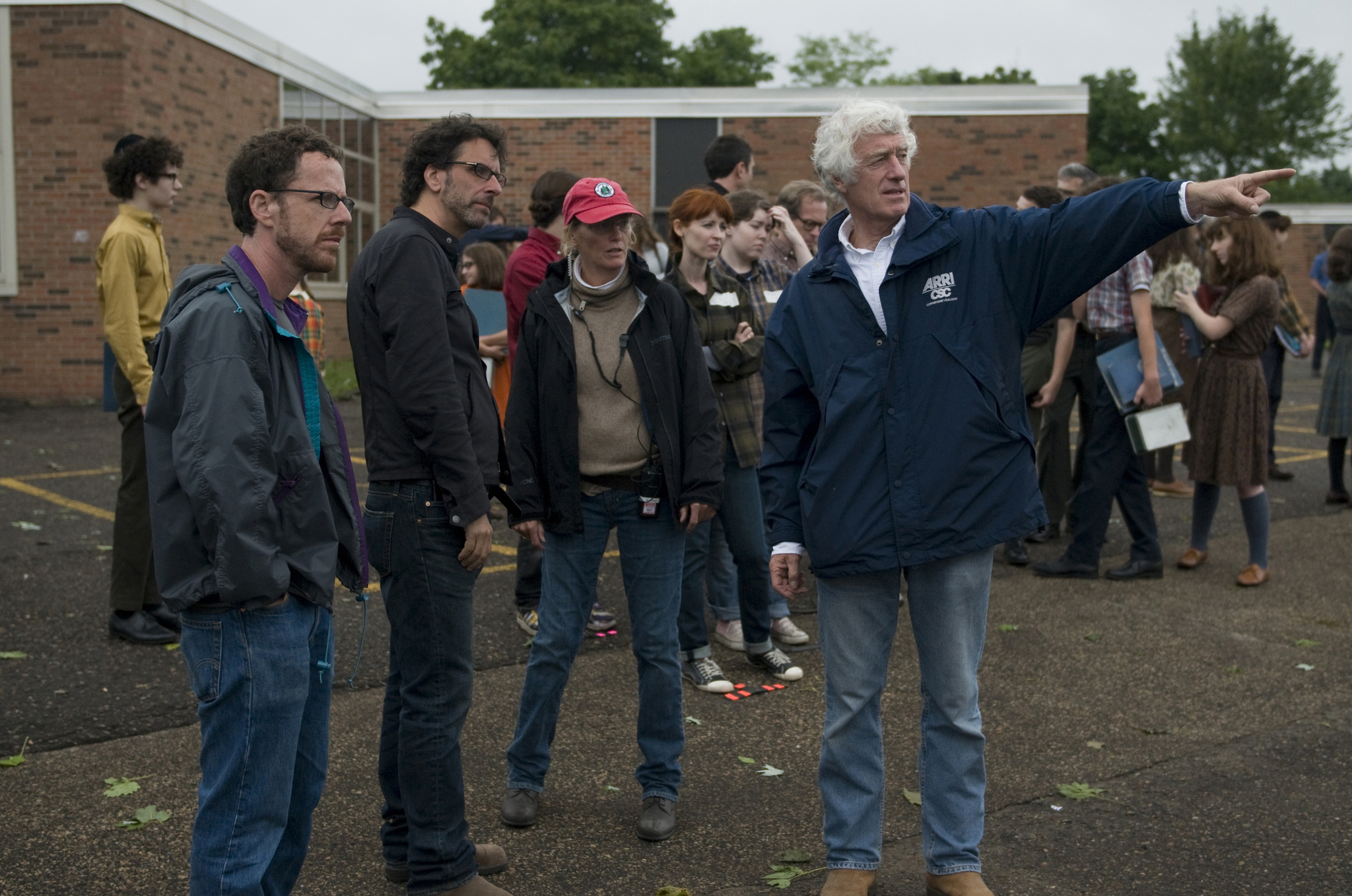 Still of Ethan Coen, Joel Coen, Roger Deakins and Betsy Magruder in A Serious Man (2009)