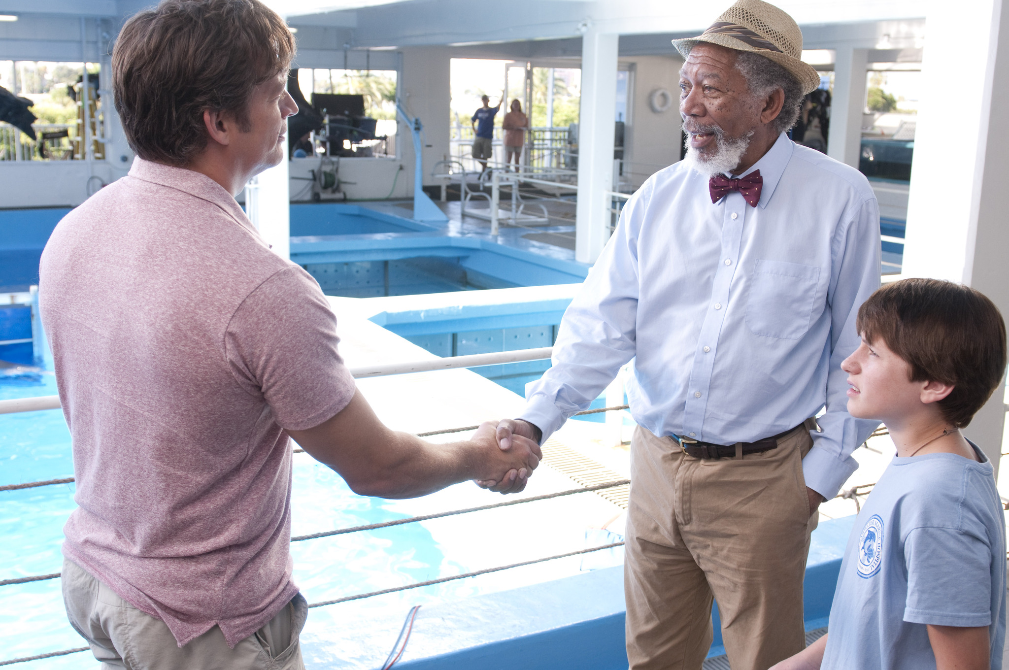 Still of Morgan Freeman, Harry Connick Jr. and Nathan Gamble in Dolphin Tale (2011)