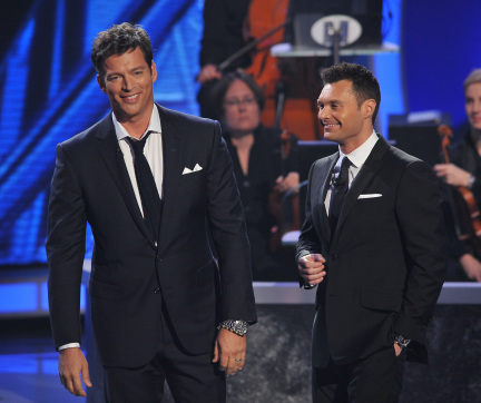 Still of Harry Connick Jr. and Ryan Seacrest in American Idol: The Search for a Superstar (2002)
