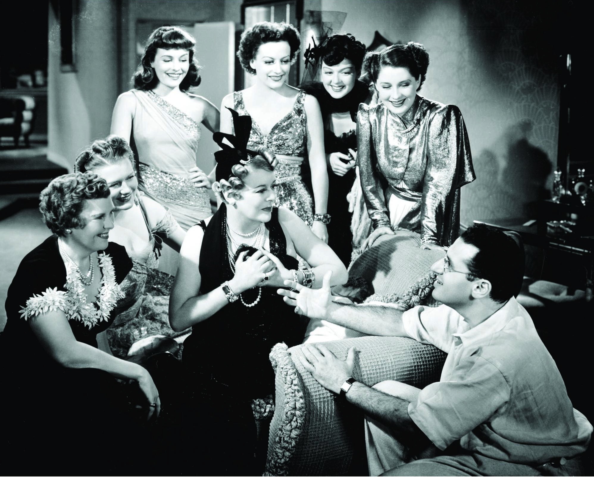Still of Joan Crawford, George Cukor, Rosalind Russell and Norma Shearer in The Women (1939)