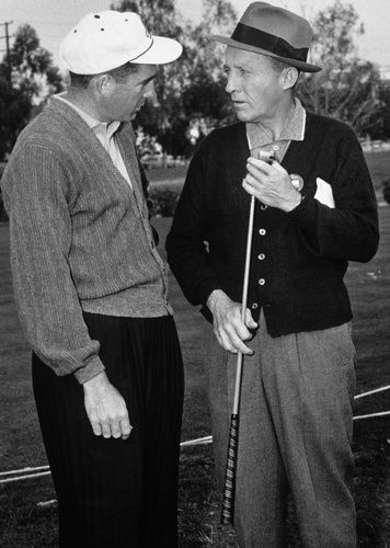 Bing Crosby and Dow Finsterwald at Rancho Municipal golf course for the Los Angeles Open circa 1958