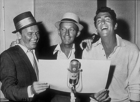 Frank Sinatra with Bing Crosby and Dean Martin at a Reprise recording session / 1964