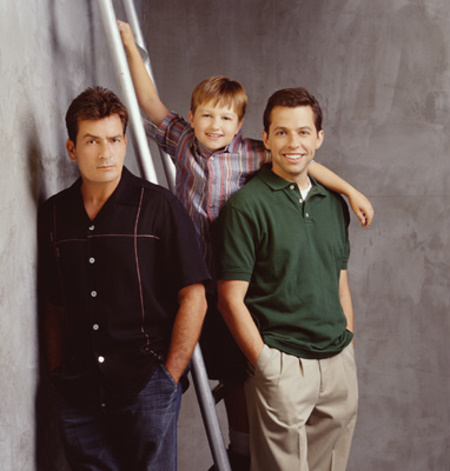 Charlie Sheen, Jon Cryer and Angus T. Jones in Two and a Half Men (2003)
