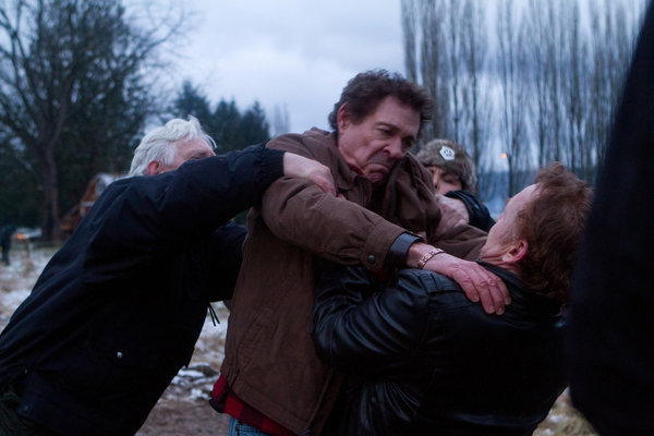 Still of Sherilyn Fenn, Bruce Davison, Danny Bonaduce and Barry Williams in Bigfoot (2012)