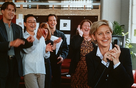 Cynthia Topping (Ellen DeGeneres)and her staff watch with delight as their creation, 