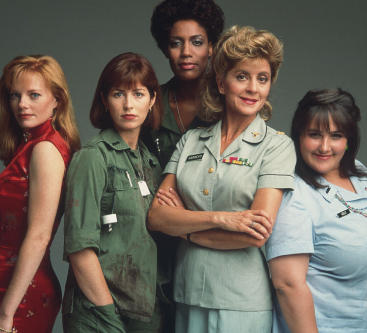 Still of Dana Delany, Marg Helgenberger, Ricki Lake, Concetta Tomei and Nancy Giles in China Beach (1988)