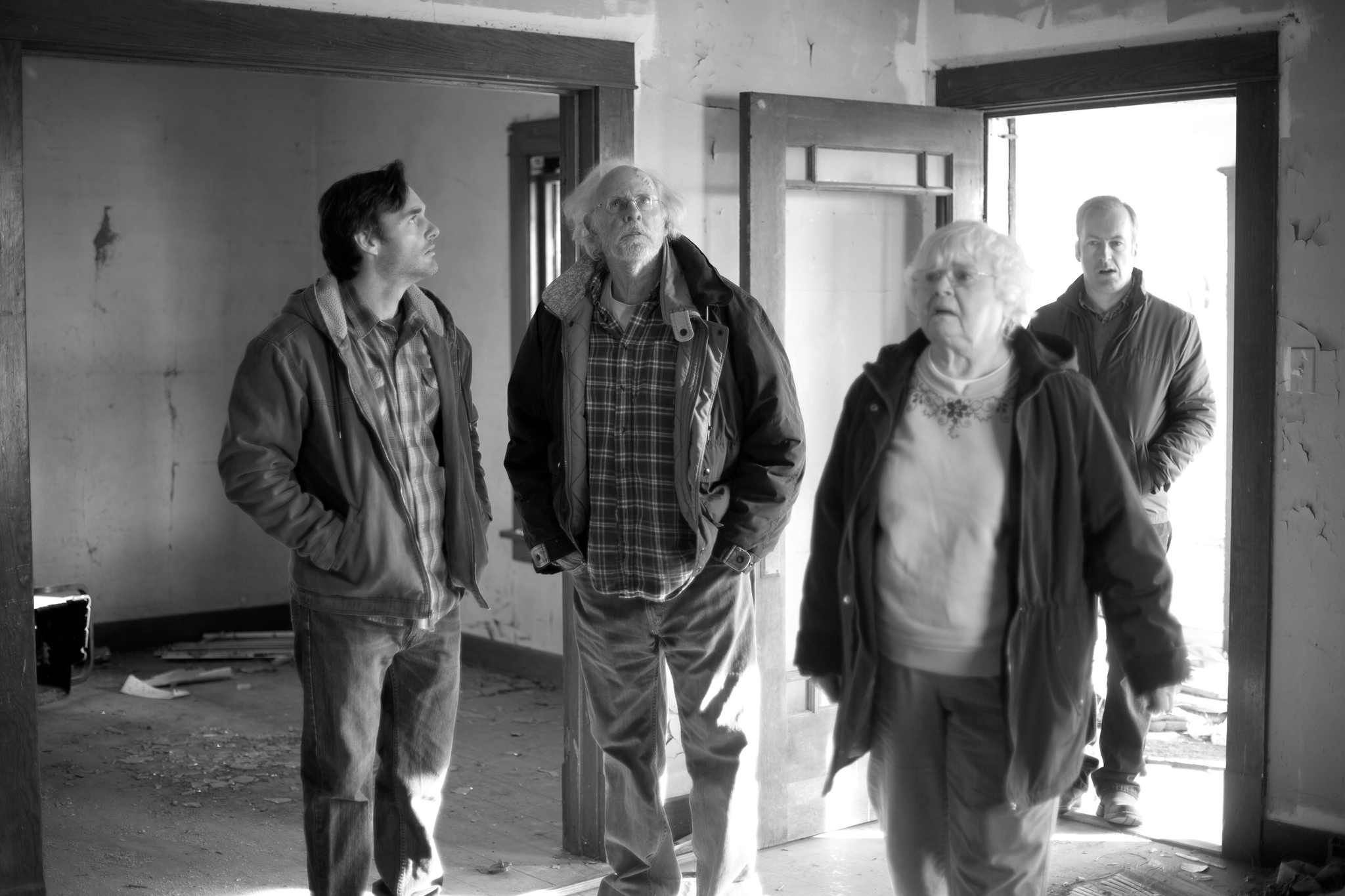 Still of Bruce Dern, Will Forte, Bob Odenkirk and June Squibb in Nebraska (2013)