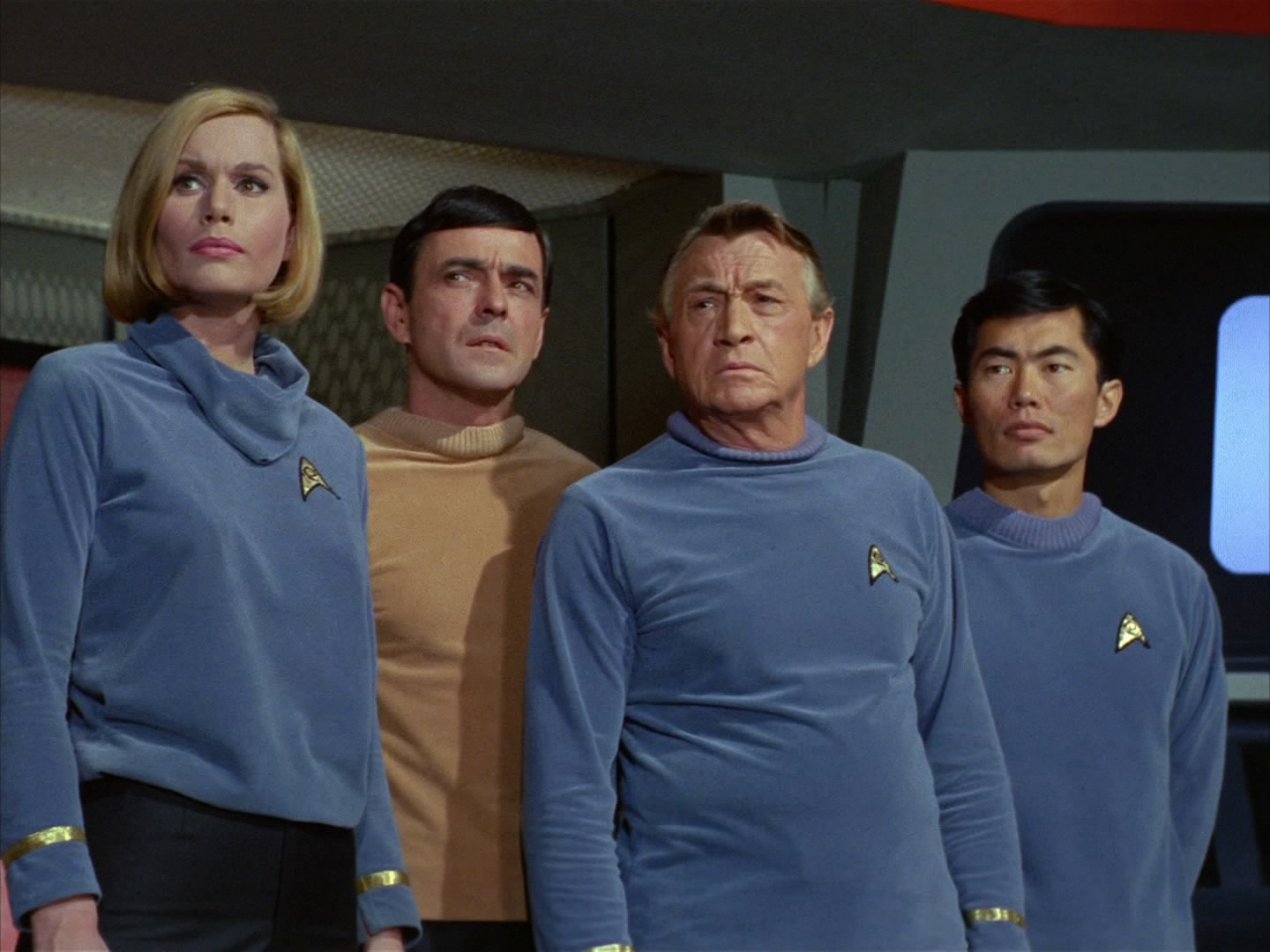Still of James Doohan, Sally Kellerman, George Takei and Paul Fix in Star Trek (1966)