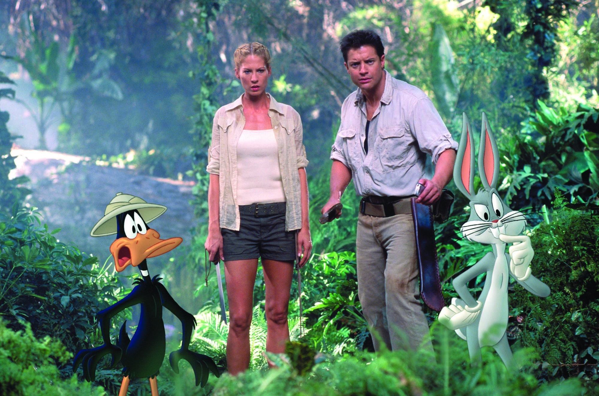Still of Brendan Fraser and Jenna Elfman in Looney Tunes: Back in Action (2003)