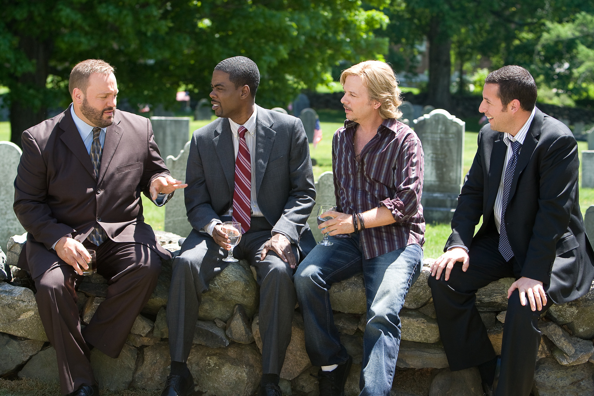 Still of Adam Sandler, Chris Rock, David Spade and Kevin James in Grown Ups (2010)