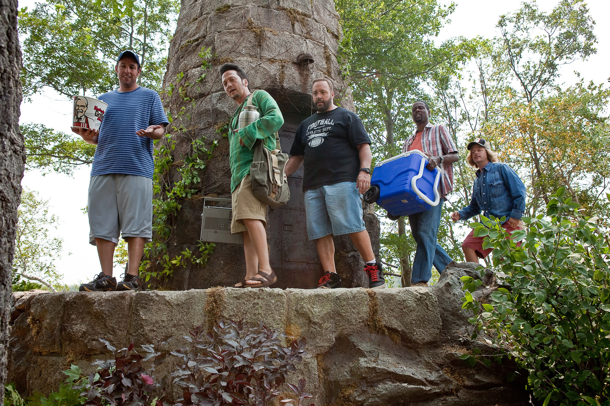 Still of Adam Sandler, Chris Rock, Rob Schneider, David Spade and Kevin James in Grown Ups (2010)