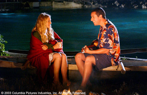 Still of Drew Barrymore and Adam Sandler in Visados kaip pirma karta (2004)