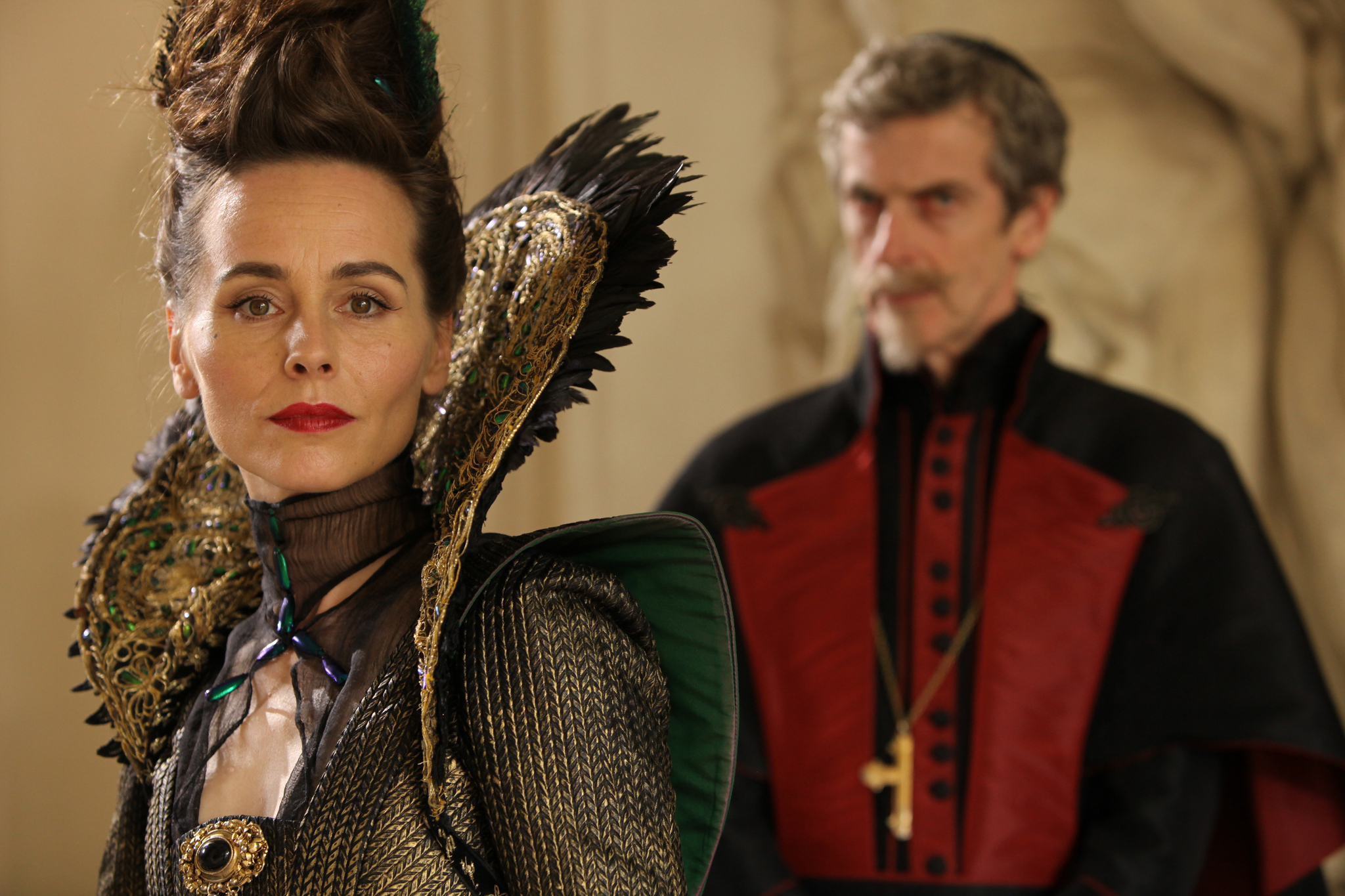 Still of Tara Fitzgerald and Peter Capaldi in The Musketeers (2014)