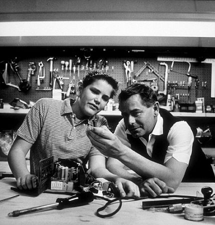 Glenn Ford and his son, Peter, at home, 1958.
