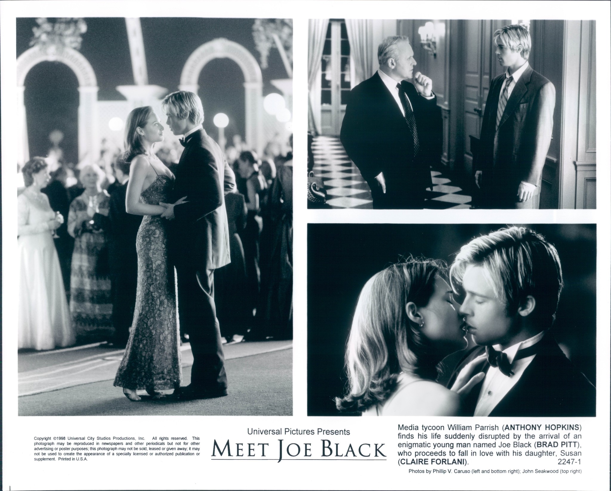 Still of Brad Pitt, Anthony Hopkins and Claire Forlani in Meet Joe Black (1998)