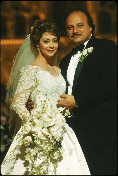 (L-R): Behind the scenes with A.D.A. Costas (Sharon Lawrence) and Andy Sipowicz (Dennis Franz) in 