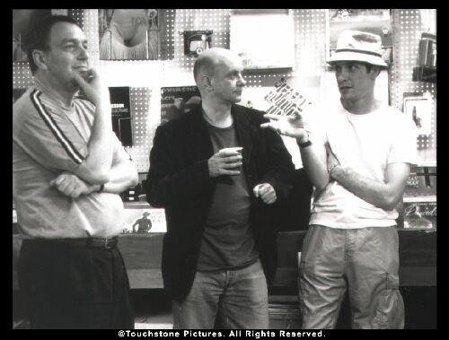 Director Stephen Frears (left) with novelist Nick Hornby (center) and screenwriter D.V. DeVincentis (right)