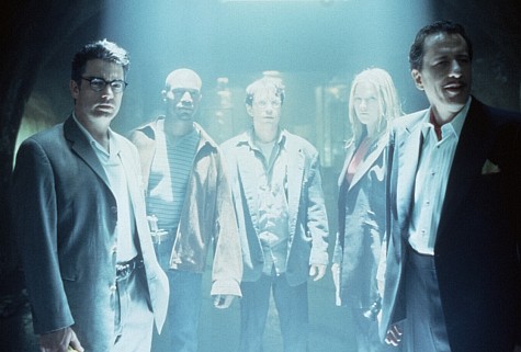 Still of Peter Gallagher, Geoffrey Rush, Taye Diggs, Ali Larter and Chris Kattan in House on Haunted Hill (1999)