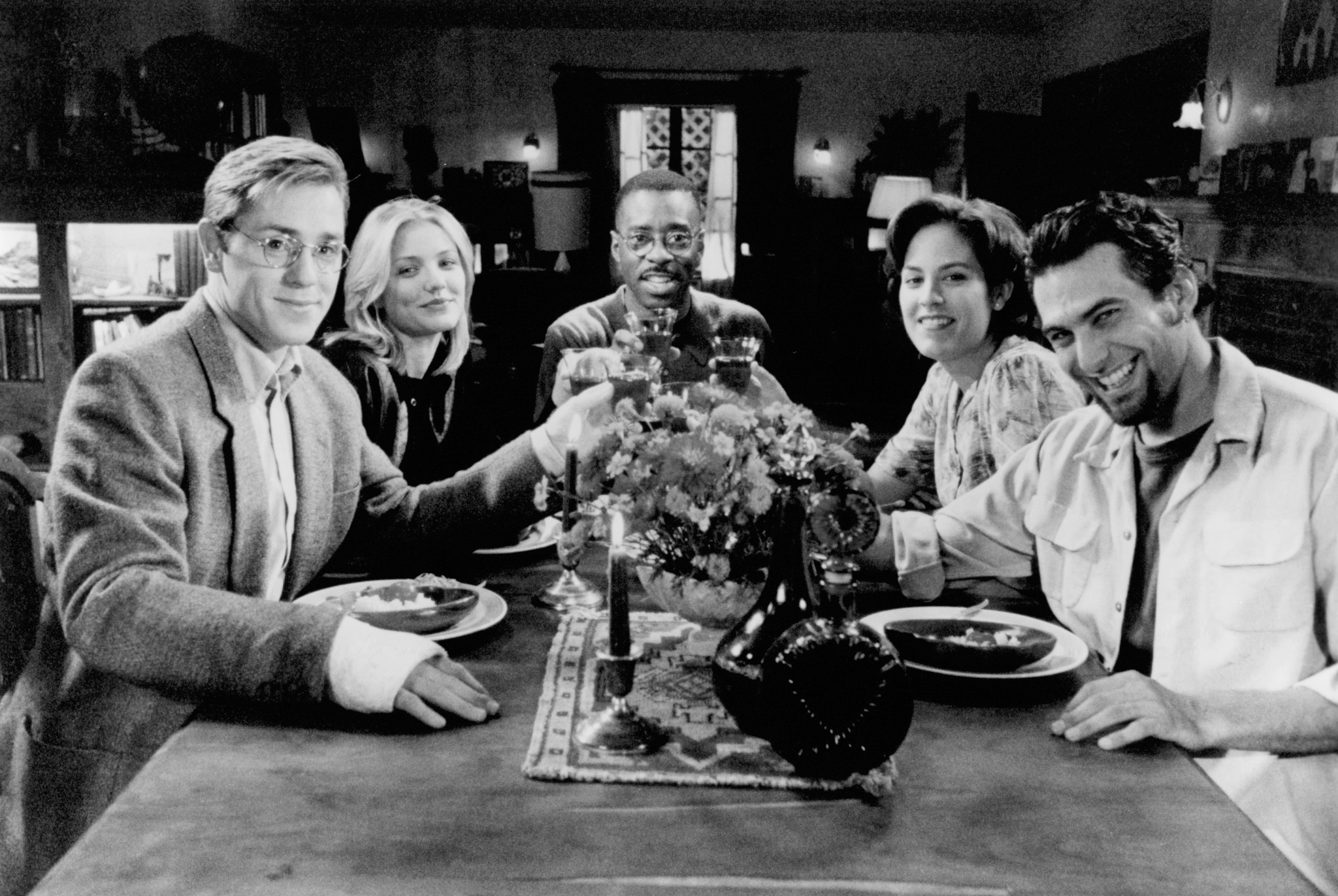 Still of Cameron Diaz, Annabeth Gish, Courtney B. Vance, Ron Eldard and Jonathan Penner in The Last Supper (1995)