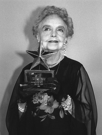 Lillian Gish with her award from 