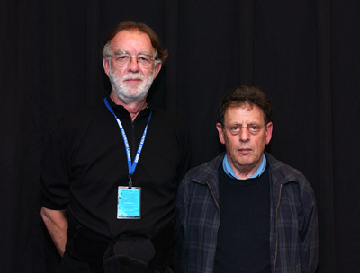 Philip Glass and Godfrey Reggio at event of Naqoyqatsi (2002)