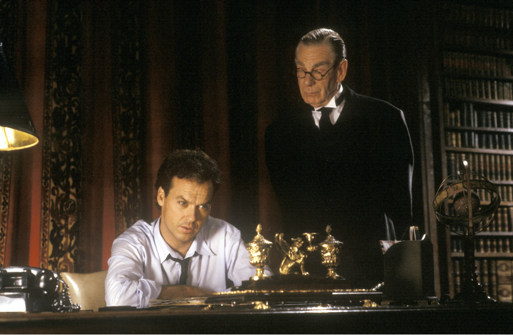 Still of Michael Keaton and Michael Gough in Batman (1989)