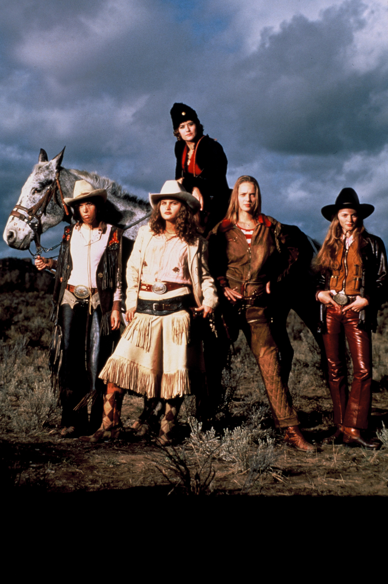 Still of Uma Thurman, Lorraine Bracco, Heather Graham and Rain Phoenix in Even Cowgirls Get the Blues (1993)