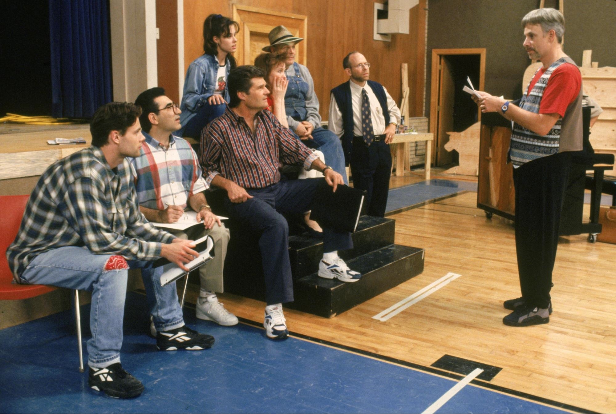 Still of Parker Posey, Bob Balaban, Christopher Guest, Catherine O'Hara, Eugene Levy and Fred Willard in Waiting for Guffman (1996)