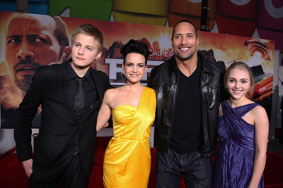 Carla Gugino, Dwayne Johnson, AnnaSophia Robb and Alexander Ludwig at event of Race to Witch Mountain (2009)