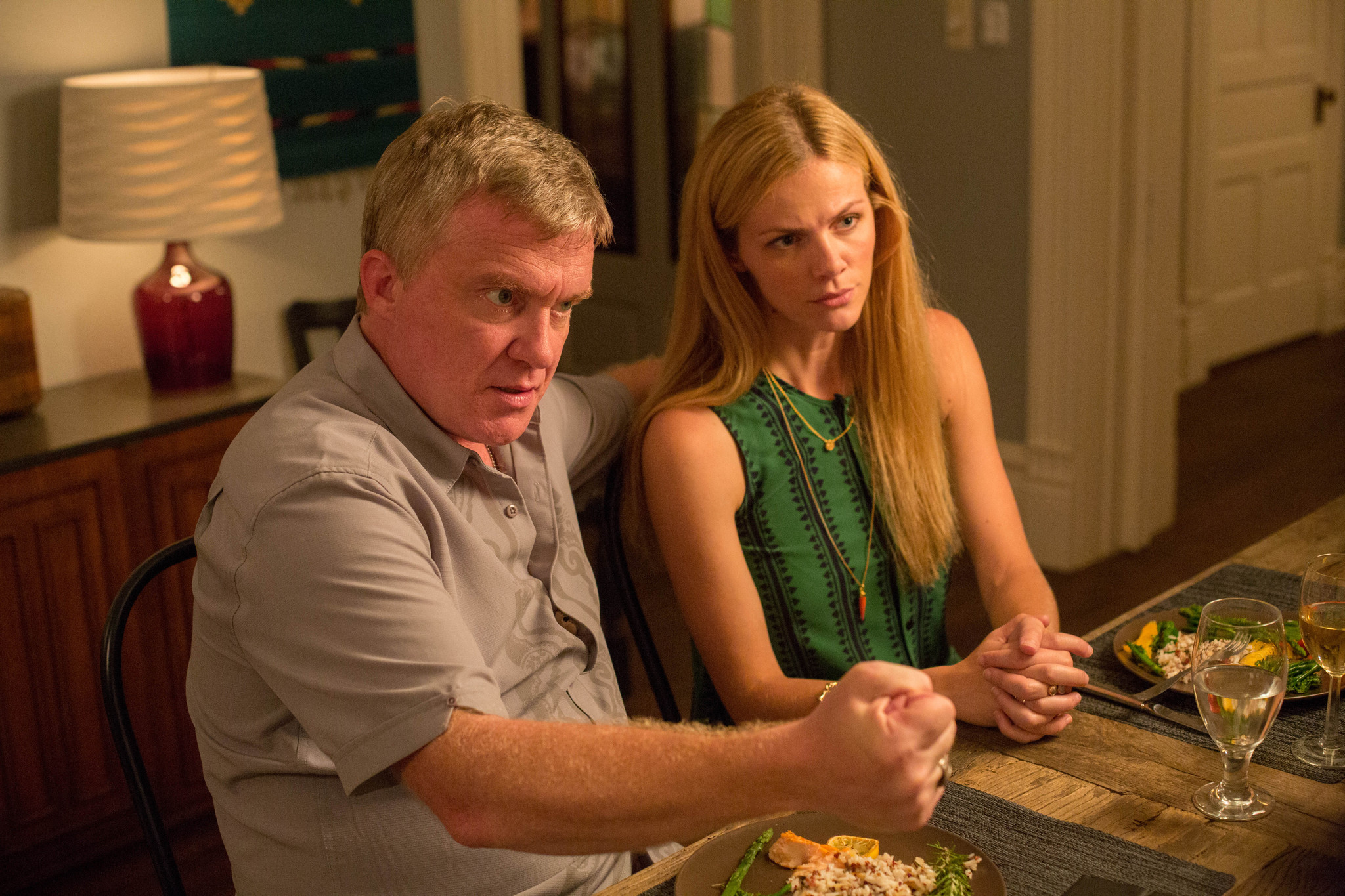 Still of Anthony Michael Hall and Brooklyn Decker in Results (2015)
