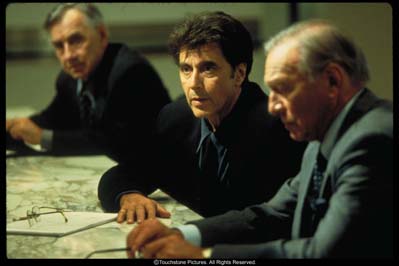 L to R - Don Hewitt (Philip Baker Hall), Lowell Bergman (Al Pacino) and Mike Wallace (Christopher Plummer)