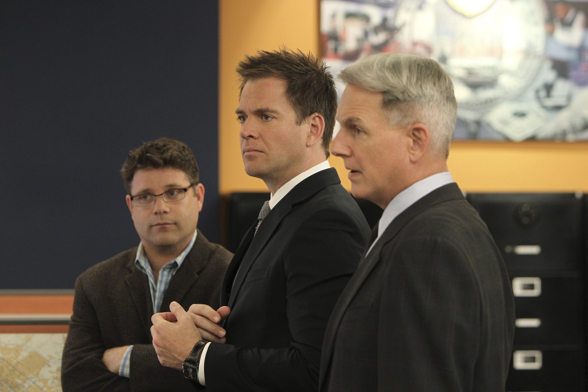 Still of Sean Astin, Mark Harmon and Michael Weatherly in NCIS: Naval Criminal Investigative Service (2003)